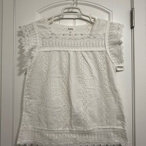 Kindred White Eyelet Short Sleeve Top